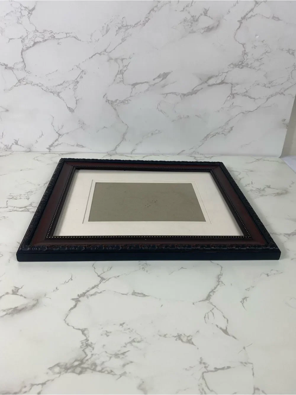 Classic Vintage Wood and Ornate Black Picture Frame with Cream Mat